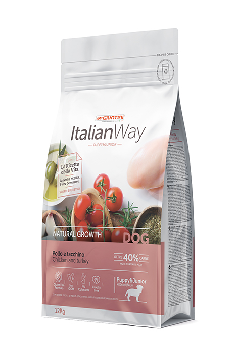 ItalianWay Dog Junior Med-Maxi - Pollo e tacchino (1x12Kg)