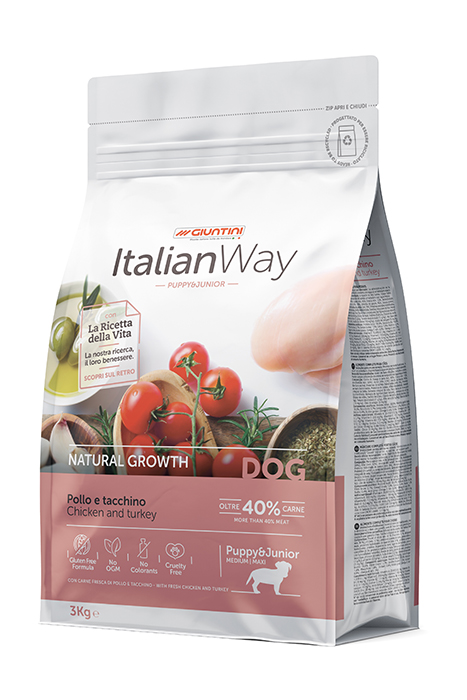 ItalianWay Dog Junior Med-Maxi - Pollo e tacchino (3x3Kg)