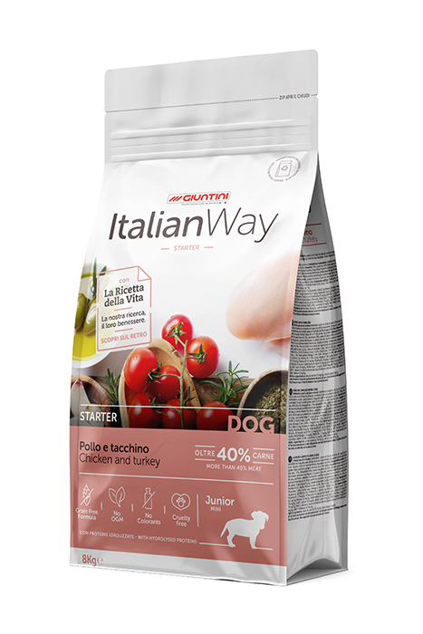 Italian way STARTER pollo e tacchino (1x8kg) cibo per cani