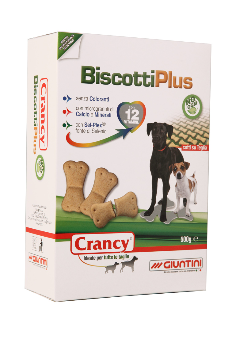 Biscotti per cani Crancy Plus (12 scatole da 500 gr) - 62.59€ :  ciotolefelici, Vendita online prodotti per animali